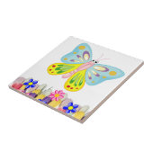 Carreau Tulipes en céramique Papillon floral (Côté)