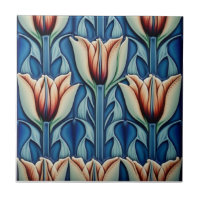 tulipes en mosaïque Art Nouveau Carrelage céramiqu