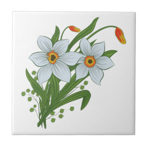 Carreau Tulipes et fleurs de jonquilles