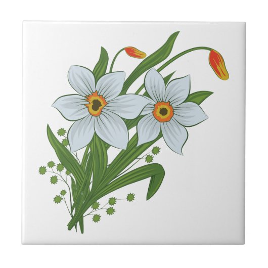 Carreau Tulipes et fleurs de jonquilles (Devant)