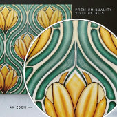 Carreau Tulipes Jaunes Motif symétrique Art Nouveau