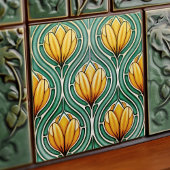 Carreau Tulipes Jaunes Motif symétrique Art Nouveau