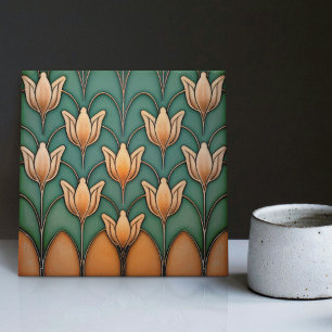 Carreau Tulipes Orange Symétriques Décoration Murale Art D