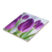 Carreau Tulipes pourpres peintes (Côté)