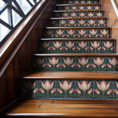 Carreau Tulipes roses poussiéreuses sur l'Art Nouveau symé