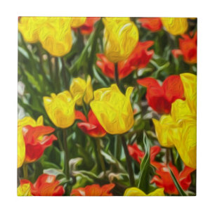 Carreau Tulipes rouges et jaunes