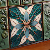 Carreau Tulipes sur Carrelage en céramique Art Nouveau Ble