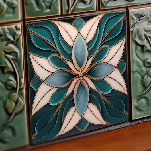 Carreau Tulipes sur Carrelage en céramique Art Nouveau Ble
