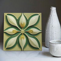Tulipes vertes blanches Carrelage en céramique Art