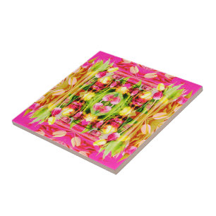 Carreau TULIPS - Tulipes colorées d'art fractal -