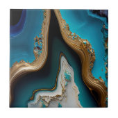 Carreau Turquoise Aqua Blue Gold Gemstone Acrylique Pour A (Devant)