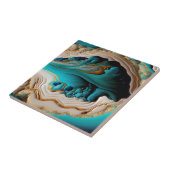 Carreau Turquoise Aqua Blue Gold Gemstone Acrylique Pour A (Côté)