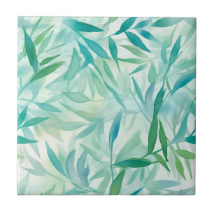 Carreau Turquoise, Aqua, Feuilles tropicaux