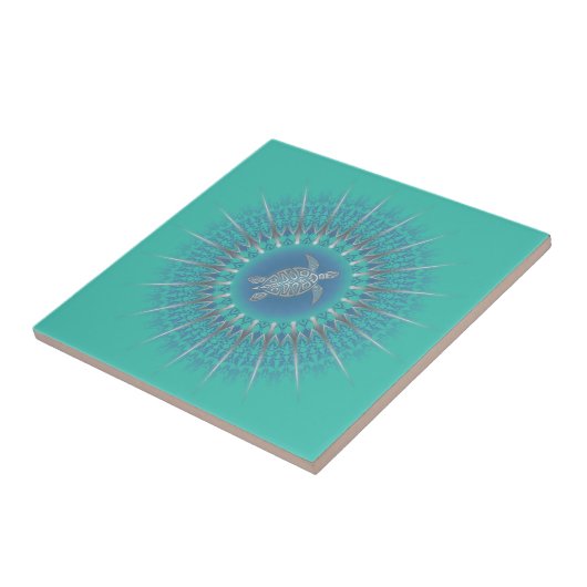 Carreau Turquoise argentée Turquoise Mandala (Côté)