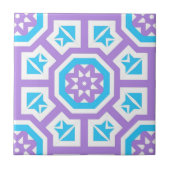 Carreau Turquoise blanc & violet Elégant Motif géométrique (Devant)