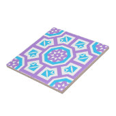 Carreau Turquoise blanc & violet Elégant Motif géométrique (Côté)