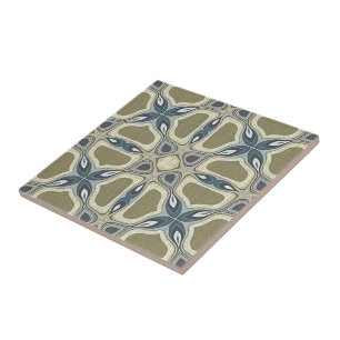 Carreau Turquoise bleu moutarde vert ocre tribu ethnique A