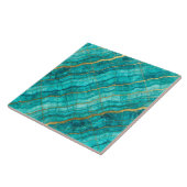 Carreau Turquoise Bleu Sarcelle et Marbre Doré (Côté)