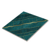 Carreau Turquoise Bleu Sarcelle et Marbre Doré (Côté)