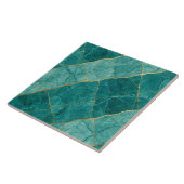 Carreau Turquoise Bleu Sarcelle et Marbre Doré (Côté)