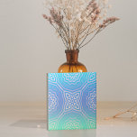 Carreau Turquoise bleu vert argent Ombre arabesque géométr<br><div class="desc">Unique design de carreaux décoratifs en céramique avec un motif géométrique transparent dans les tons faux argent et turquoise,  vert,  dégradé bleu.</div>