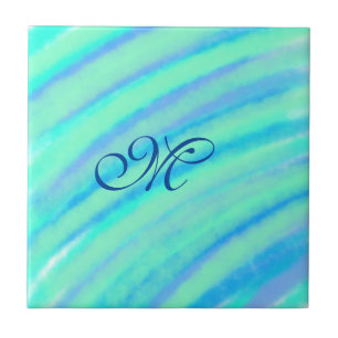 Carreau Turquoise bleu vert filigranes ajouter votre monog