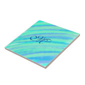 Carreau Turquoise bleu vert filigranes ajouter votre monog (Côté)