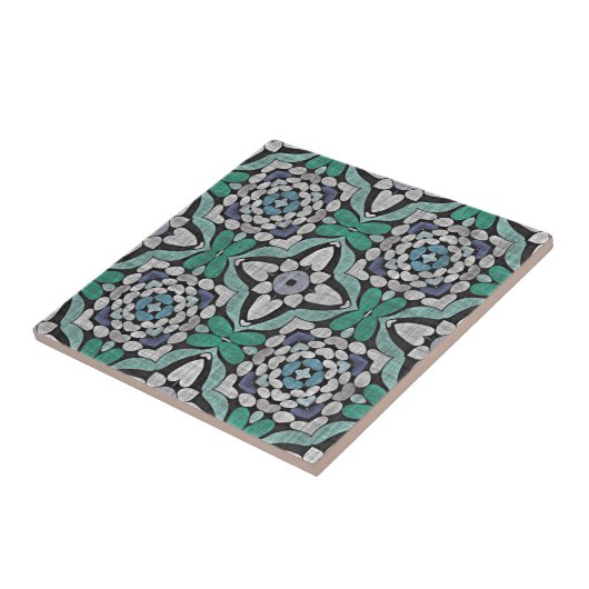 Carreau Turquoise bleu vert Turquoise Floral Ethnic Tribe  (Côté)