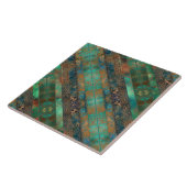 Carreau Turquoise brun faux cuivre patiné inspiré (Côté)