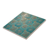Carreau Turquoise Chinoiserie Relief Pattern Ceramic Tile (Côté)