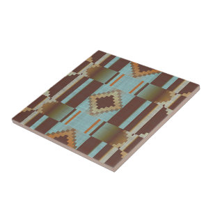 Carreau Turquoise clair Turquoise Bleu Orange Brown Tribal
