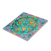 Carreau Turquoise d'étoile de David florale (Côté)