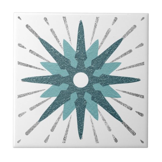 Carreau Turquoise et étoile argentée (Devant)