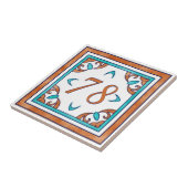 Carreau Turquoise et Orange Big House Number (Côté)