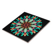 Carreau Turquoise Et Orange Mandala (Côté)