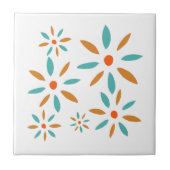 Carreau Turquoise Funky Et Orange Mid Fleurs Retro Modes (Devant)