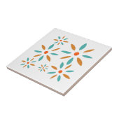 Carreau Turquoise Funky Et Orange Mid Fleurs Retro Modes (Côté)