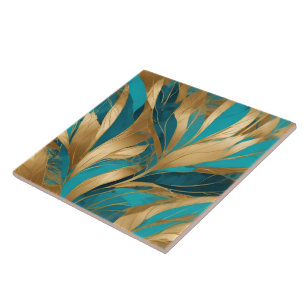 Carreau Turquoise Gold Boho Feuilles Collection populaire