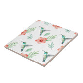 Carreau Turquoise Hummingbird Hibiscus Pattern (Côté)
