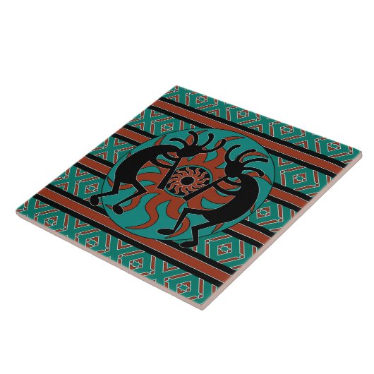 Carreau Turquoise Kokopelli Tribal Sun Sud-Ouest (Côté)