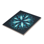 Carreau Turquoise Mandala - Fleur de flocon de neige bleu  (Côté)