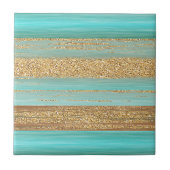 Carreau Turquoise moderne Faux Gold Parties scintillant St (Devant)