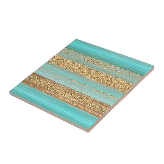 Carreau Turquoise moderne Faux Gold Parties scintillant St (Côté)