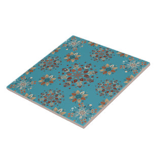 Carreau Turquoise Nordic Snowflake motif Carrelage en céra