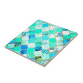 Carreau Turquoise, Or, Motif de la sirène bleue verte (Côté)