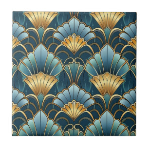 Carreau Turquoise or vintage art déco motif