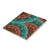 Carreau Turquoise Orange Brown grand Motif Abstrait (Côté)