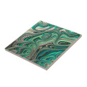 Carreau Turquoise Paua Abalone Shell Fractal Motif Abstrai (Côté)