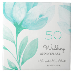 Carreau Turquoise Peonies Mariage Anniversaire 50 ans