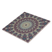Carreau Turquoise pourpre et Motif Mandala crème (Côté)